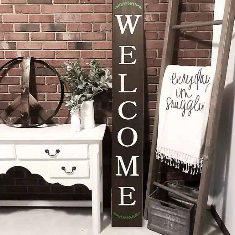 Kirklands Home Natural Welcome Laurel Porch Board Brown