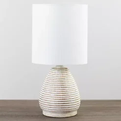 Kirklands Home Natural Stripe Table Lamp White Discount