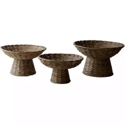 Decorative Bowls & Jars>Kirklands Home Natural Wicker Compote Bowls, Set of 3 Tan