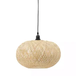Kirklands Home Natural Wide Woven Bamboo Globe Pendant Light