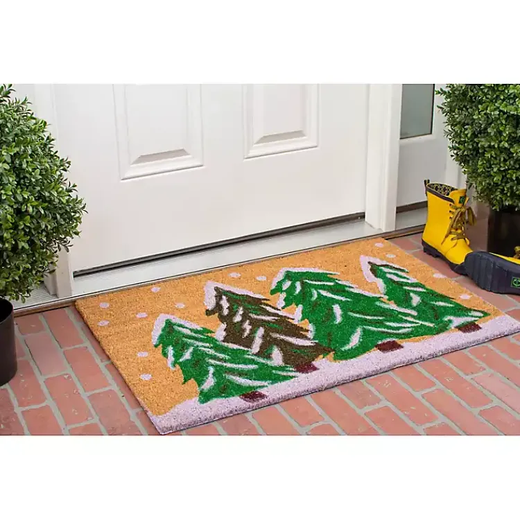 Outdoor Christmas Decorations>Kirklands Home Natural Winter Wonderland Coir Doormat, 36 in. Tan