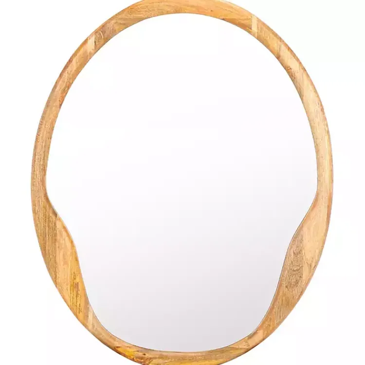 Kirklands Home Natural Wood Abstract Oval Wall Mirror Hot