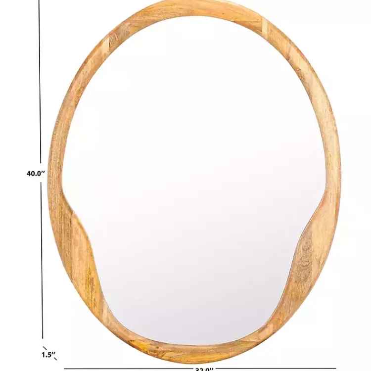 Kirklands Home Natural Wood Abstract Oval Wall Mirror Hot