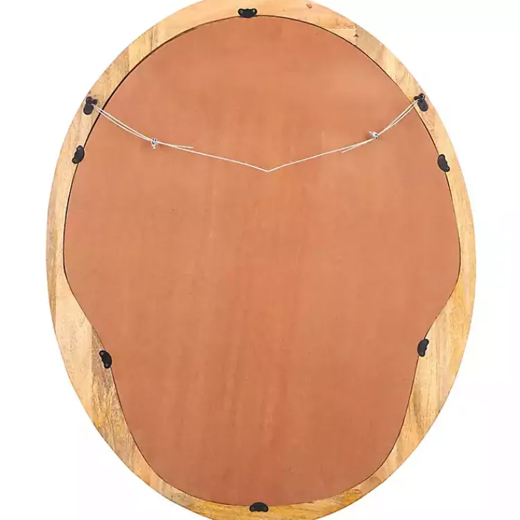 Kirklands Home Natural Wood Abstract Oval Wall Mirror Hot