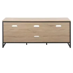 Kirklands Home Natural Wood and Black Steel Media Sd Tan Best