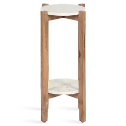 Kirklands Home Natural Wood and Marble Moxley Accent Table Best