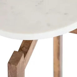 Kirklands Home Natural Wood and Marble Moxley Accent Table Best