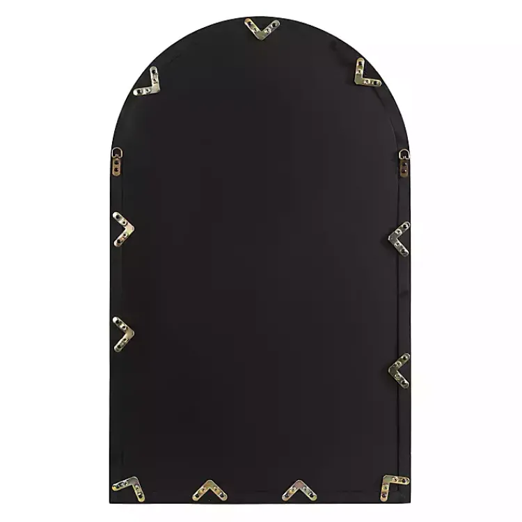 Kirklands Home Natural Wood and Metal Arch Windowpane Wall Mirror Clearance