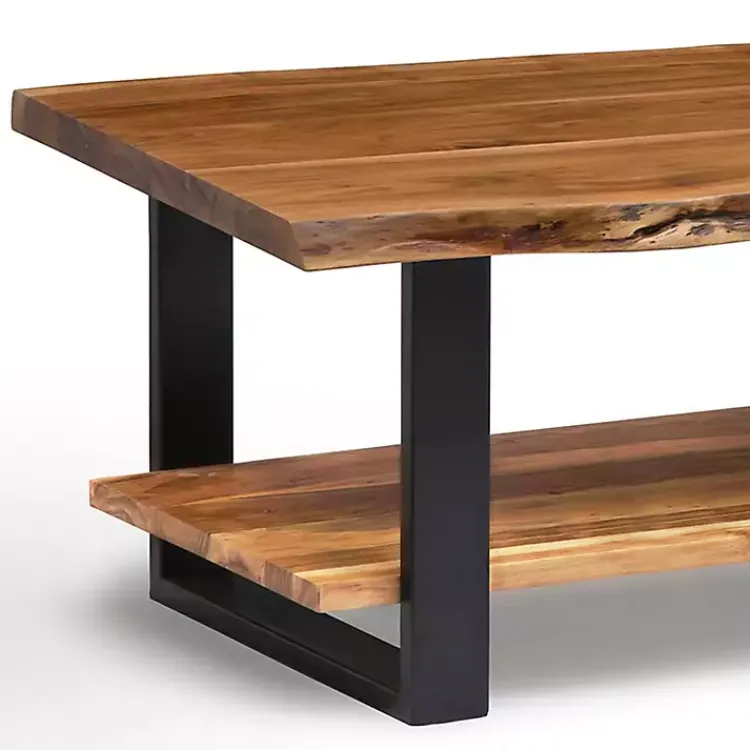 Kirklands Home Natural Wood and Metal Coffee Table