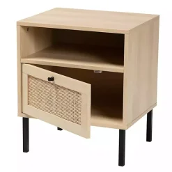 Kirklands Home Natural Wood and Metal Storage Shelf Nightsd Tan Online