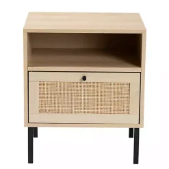 Kirklands Home Natural Wood and Metal Storage Shelf Nightsd Tan Online