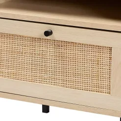Kirklands Home Natural Wood and Metal Storage Shelf Nightsd Tan Online
