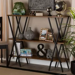 Kirklands Home Natural Wood and Metal 3-Tier Console Table Best