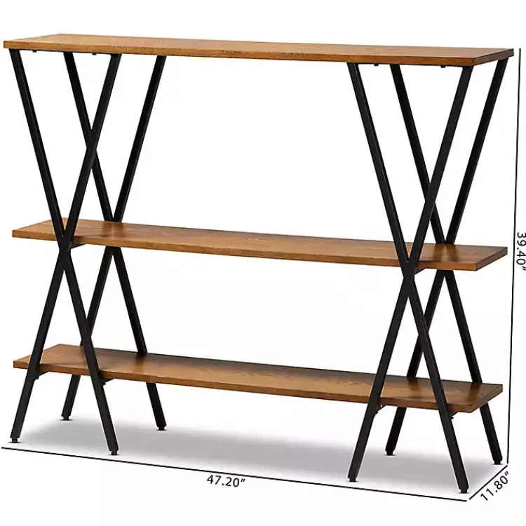 Kirklands Home Natural Wood and Metal 3-Tier Console Table Best