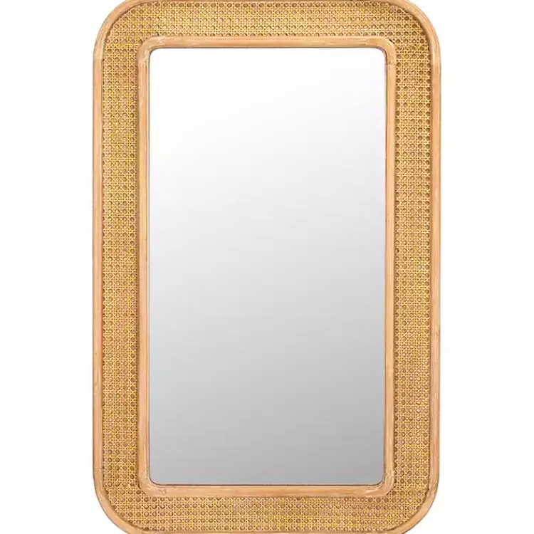 Kirklands Home Natural Wood and Rattan Alessa Wall Mirror Sale
