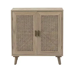Kirklands Home Natural Wood and Rattan Carpinteria Cabinet Brown Best