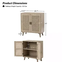 Kirklands Home Natural Wood and Rattan Carpinteria Cabinet Brown Best