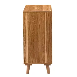Kirklands Home Natural Wood and Rattan 2-Door Cabinet Brown Clearance