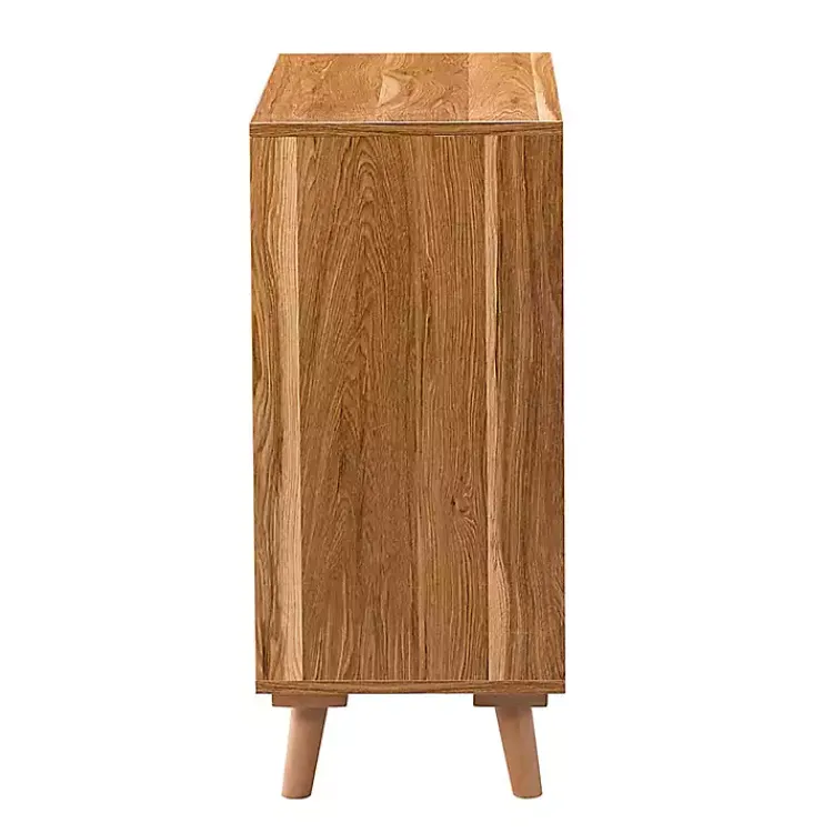 Kirklands Home Natural Wood and Rattan 2-Door Cabinet Brown Clearance