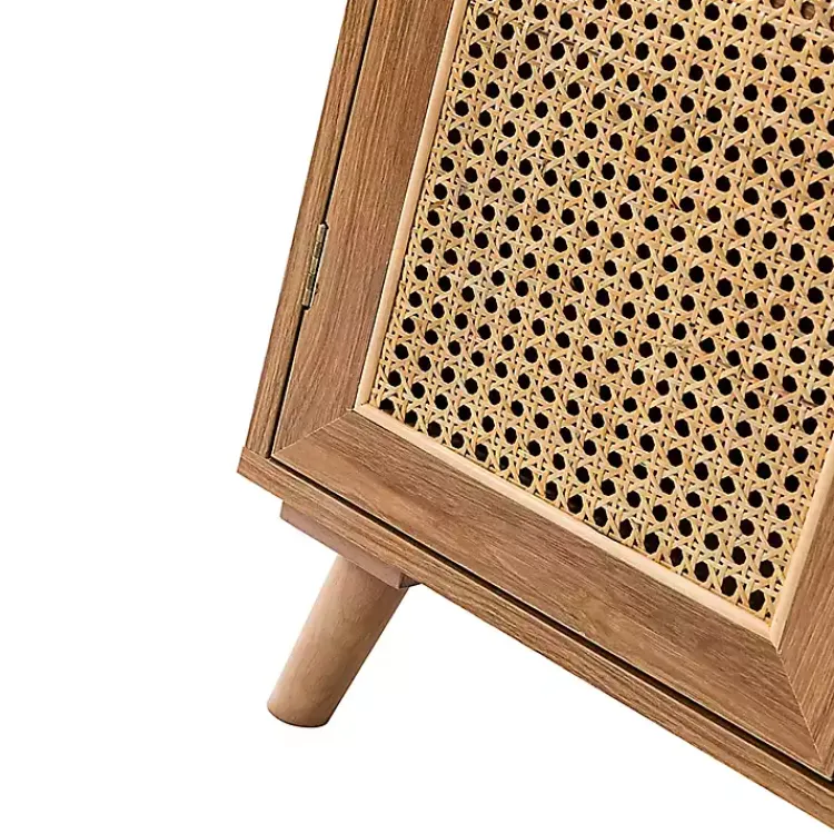 Kirklands Home Natural Wood and Rattan 2-Door Cabinet Brown Clearance