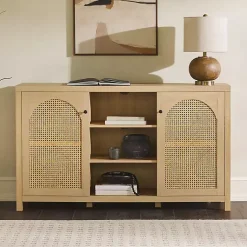 Kirklands Home Natural Wood and Rat 2-Door Sideboard Tan Discount