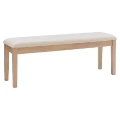 Kirklands Home Natural Wood and Upholstered Seat Bench Tan