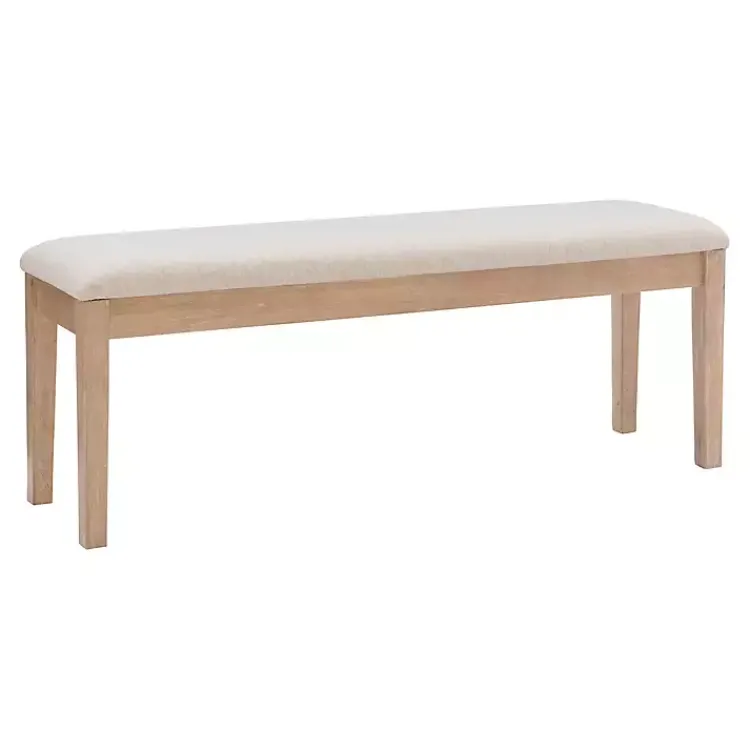 Kirklands Home Natural Wood and Upholstered Seat Bench Tan