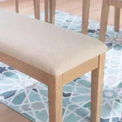 Kirklands Home Natural Wood and Upholstered Seat Bench Tan