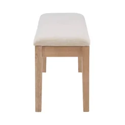 Kirklands Home Natural Wood and Upholstered Seat Bench Tan