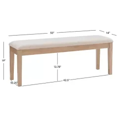 Kirklands Home Natural Wood and Upholstered Seat Bench Tan