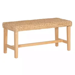 Kirklands Home Natural Wood and Woven Hyacinth Bench Tan Outlet