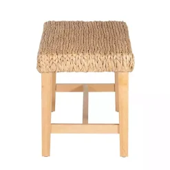 Kirklands Home Natural Wood and Woven Hyacinth Bench Tan Outlet
