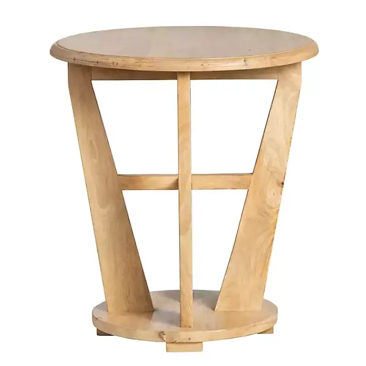 Kirklands Home Natural Wood Angular Rory Accent Table Tan Discount