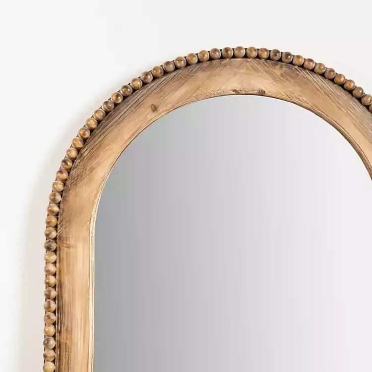 Kirklands Home Natural Wood Beaded Arch Leaner Mirror Clearance