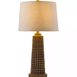 Kirklands Home Natural Wood Beaded Base Table Lamp White Hot