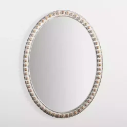 Kirklands Home Natural Wood Beaded Oval Mirror New