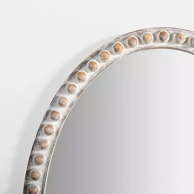 Kirklands Home Natural Wood Beaded Oval Mirror New