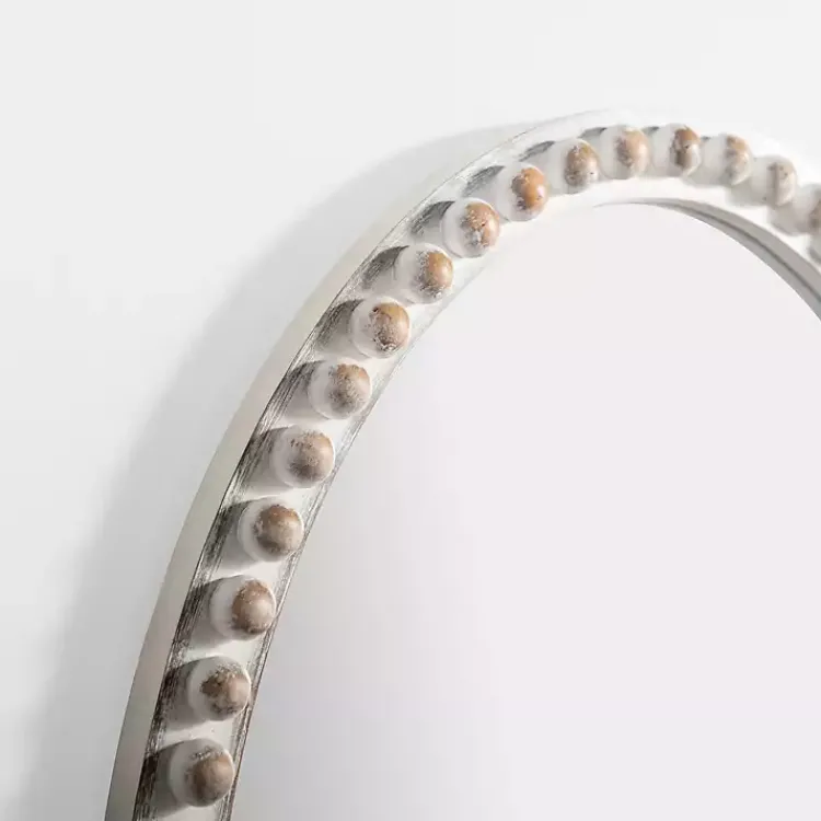 Kirklands Home Natural Wood Beaded Oval Mirror New