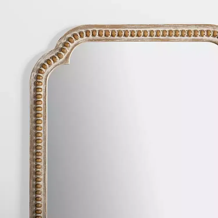 Kirklands Home Natural Wood Beaded Scalloped Rectangular Mirror New
