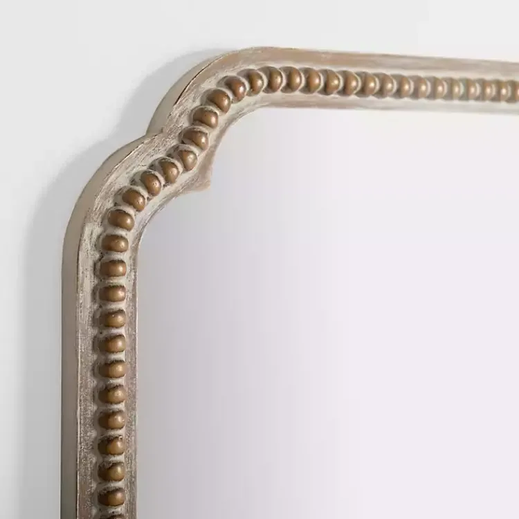 Kirklands Home Natural Wood Beaded Scalloped Rectangular Mirror New