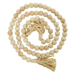 Decorative Accents>Kirklands Home Natural Wood Beaded Tassel Garland Tan