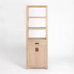 Kirklands Home Natural Wood Bookcase Modular Cabinet Tan Hot