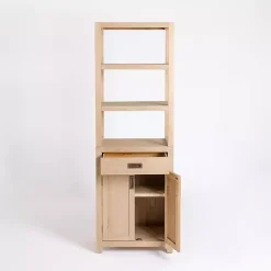 Kirklands Home Natural Wood Bookcase Modular Cabinet Tan Hot
