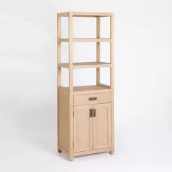 Kirklands Home Natural Wood Bookcase Modular Cabinet Tan Hot