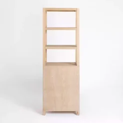 Kirklands Home Natural Wood Bookcase Modular Cabinet Tan Hot