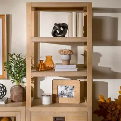 Kirklands Home Natural Wood Bookcase Modular Cabinet Tan Hot