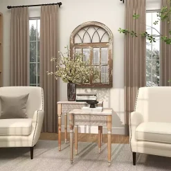 Kirklands Home Natural Wood Carved Leaf Accent Tables, Set of 2 New