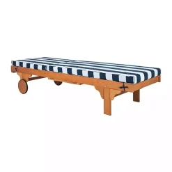 Kirklands Home Natural Wood Chaise with Table and Striped Cushion Hot