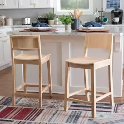 Kirklands Home Natural Wood Devin Counter Stools, Set of 2 Tan Best
