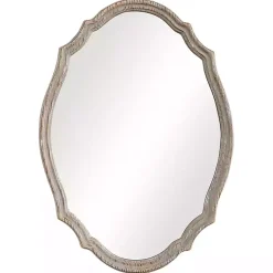 Kirklands Home Natural Wood Distressed Curved Frame Mirror New